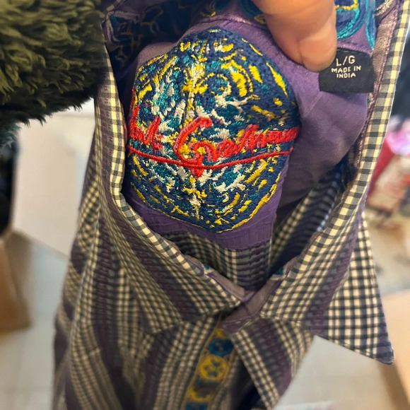 ROBERT GRAHAM BLUE & PURPLE CHECKERED BUTTON DOWN SHIRT - Picture 3 of 6